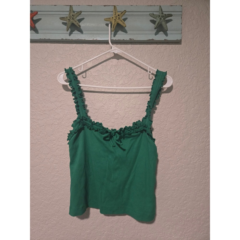 Anthro Green Ribbed Tank Top